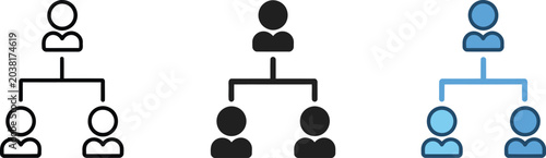 Foto Simple geometric family tree diagram with black and blue figures genealogy black