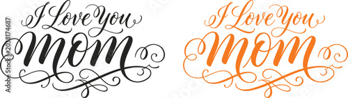 Konstfotografi Mothers day 'i love you mom' calligraphy isolated on transparent background