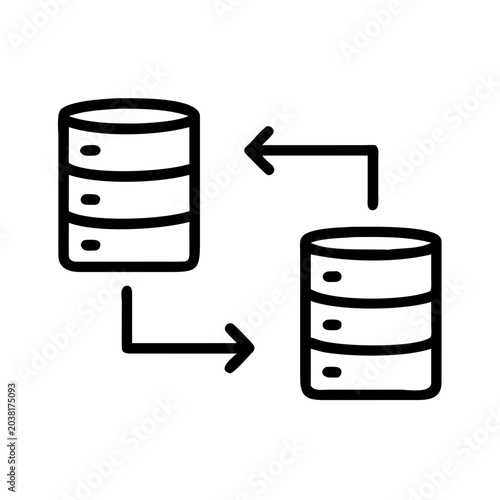 Billede på lærred Database synchronization and horizontal data exchange networking icon