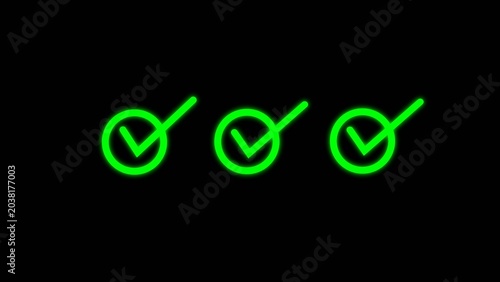 glowing blue check mark circle rounded icon
