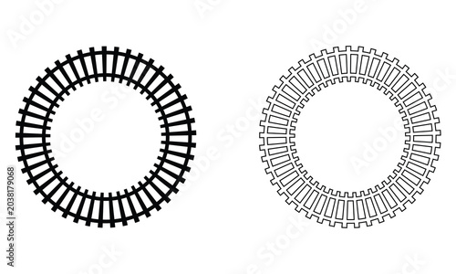 Railroad Tracks and Sleepers icon. Editable stork. Perspective view, transportation infrastructure  icon.