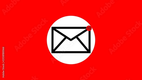 New message on the  screen. Unread notification. Online chat. Email messages inbox notification. Envelope with new message. red background illustrations.