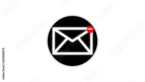 New message on the  screen. Unread notification. Online chat. Email messages inbox notification. Envelope with new message. white background illustrations.