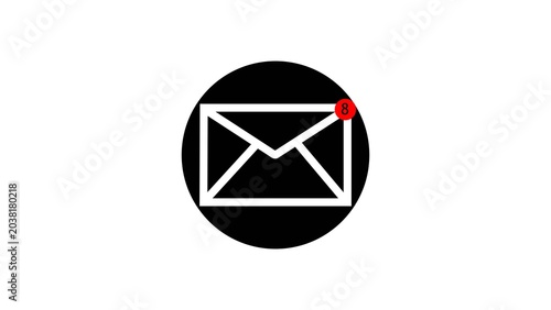 New message on the  screen. Unread notification. Online chat. Email messages inbox notification. Envelope with new message. white background illustrations.