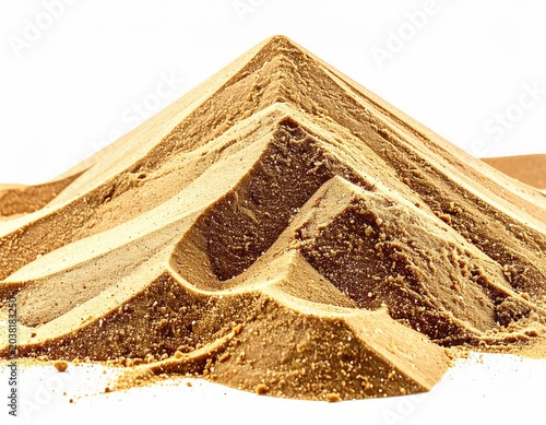 Geometric layered pile of fine, light brown material
