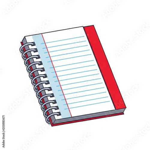 Spiral bound notebook with red cover