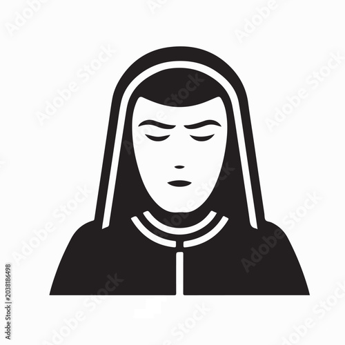 Картината върху платно Nun Religious Symbol Logo Vector Illustration On White Background