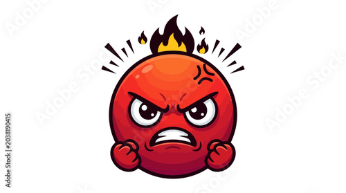Photos Angry face emoji with fire, expressing rage and frustration