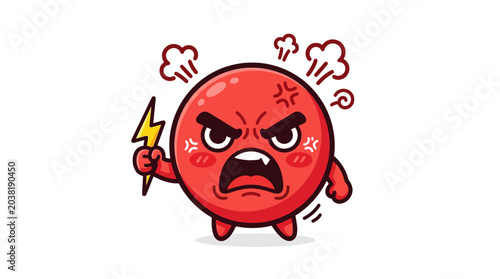 Tableau sur toile Angry Red Character Holding Lightning Bolt, Expressing Rage