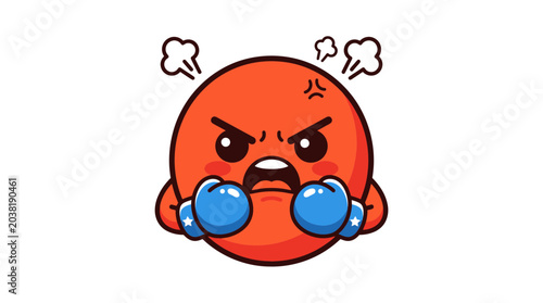 Valokuva Angry Red Character with Boxing Gloves