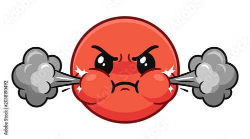 Slika na platnu Angry Red Face Emoji Blowing Steam From Nostrils