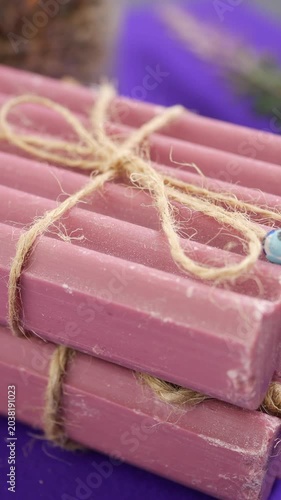 Handmade soap with natural ingredients on a table