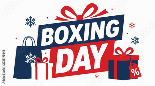 Boxing Day Sale - Gifts, Shopping Bags, Snowflakes, Percentage Sign