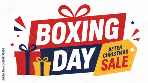 Boxing Day Sale After Christmas Discount Offer Vector Illustration
