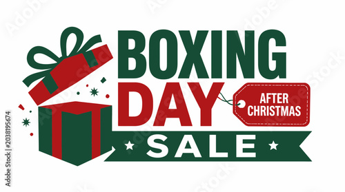 Boxing Day Sale After Christmas Gift Box Ribbon