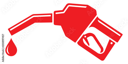 Gas Pump Nozzle with a Drop of Fuel, Red Color, Simple Icon Style Featuring Gasoline, Oil, Droplet with Illustration and Graphic Elements for Symbol,