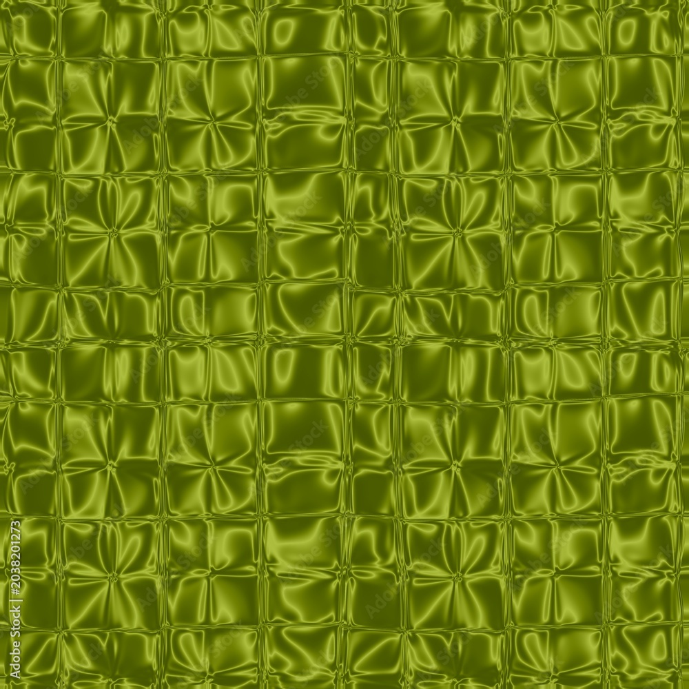 Fototapeta premium Olive green glossy quilted silk satin tile fabric texture background