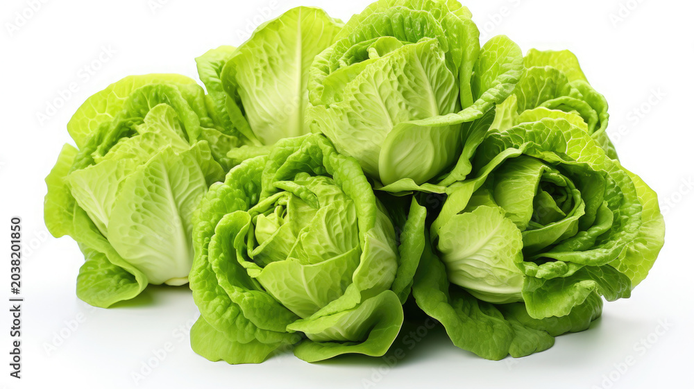 Fototapeta premium Fresh organic green lettuce heads arranged with vegetable nutrition vegetarian agriculture