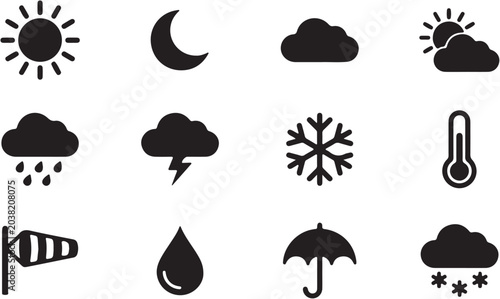 Фотография Black and white weather icons collection.