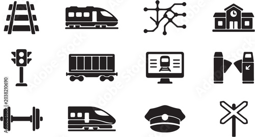 Fotografie Collection of various transportation icons set.