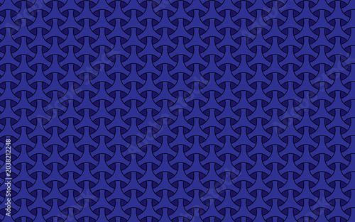 Geometric triangle dark blue color seamless pattern, blue metal background