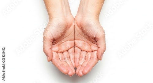 Hands cupped together in offering gesture.