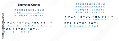 Φωτογραφία Encrypted quote puzzle with substitution cipher solution worksheet
