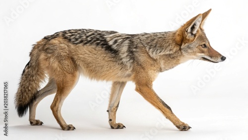 Gray wolf in the wild in snowy nature with wildlife predator canine features