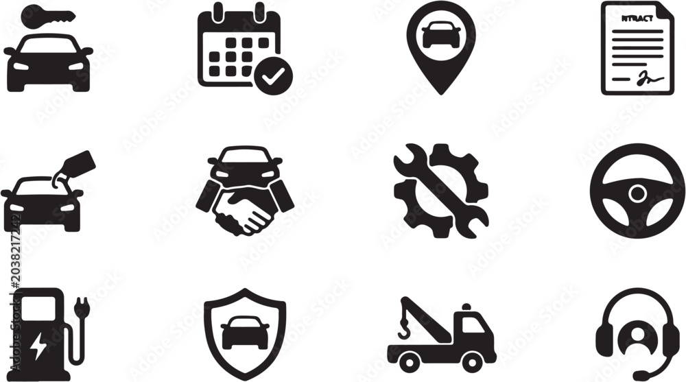 Fototapeta premium Collection of automotive and transportation icons.