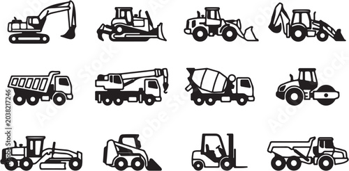 Photos Collection of various construction vehicles illustration.