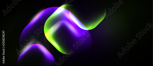Cuadro en lienzo Abstract shapes overlap, creating vibrant glow