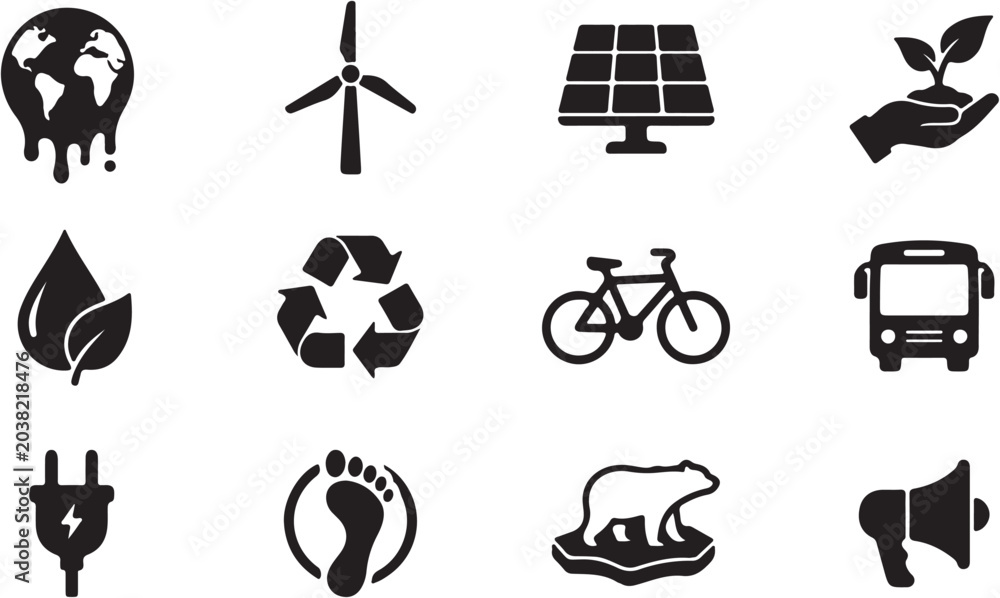 Fototapeta premium Eco friendly icons on white background.