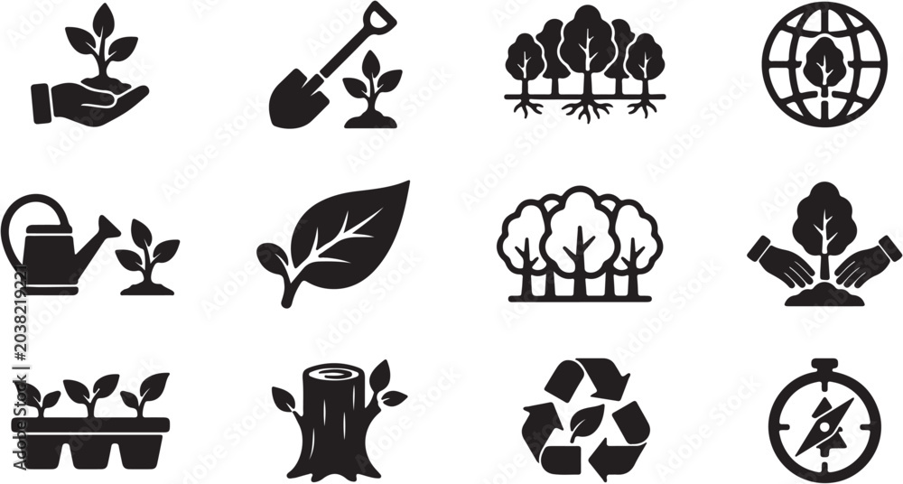 Obraz premium Eco friendly icons and symbols collection.