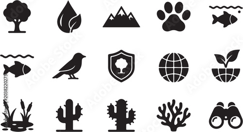 Fotografie Environmental Icons and Nature Symbols.
