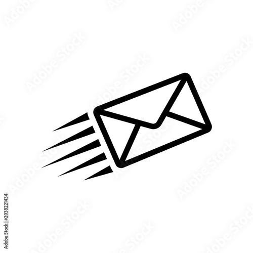 Email icon with speed lines for communication and delivery concept