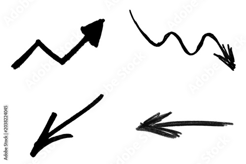 Hand drawn arrows set for business as isolated object