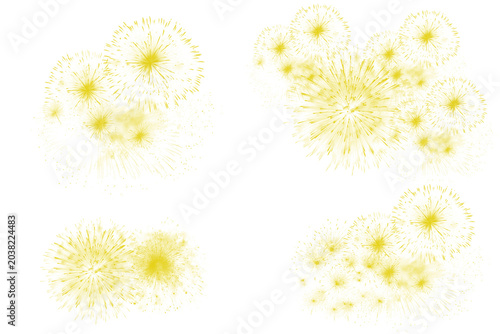 Sparkling yellow fireworks effect as transparent cutout