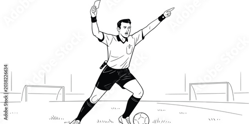 Tableau sur toile Soccer referee illustration, football official vector, sportsmanship symbol, ath