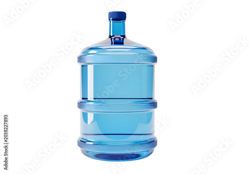 Large clear plastic water cooler bottle filled with clean blue liquid on a white background on white background , Isolated on Transparent Background, PNG, Generative AI