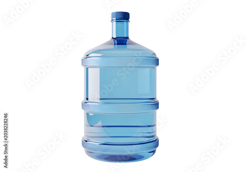Large blue plastic water bottle with clear liquid on a white background on white background , Isolated on Transparent Background, PNG, Generative AI