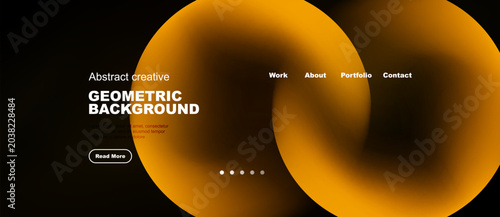 Foto Abstract website design features orange geometric shapes, dark background
