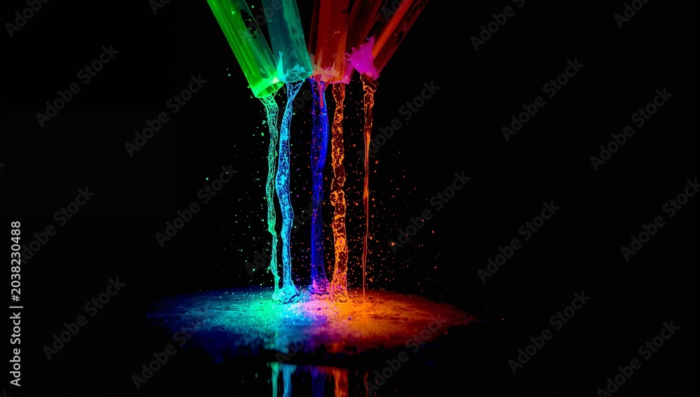 Fototapeta premium Colorful Powder Explosion Creating Bright Splash Against Black Background