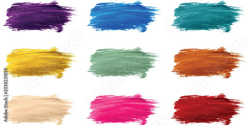 Colorful Brush Strokes Background With Purple Blue Teal Yellow Green Orange Beige Pink Red