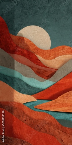 Abstract Landscape in Warm Tones with Sunlight