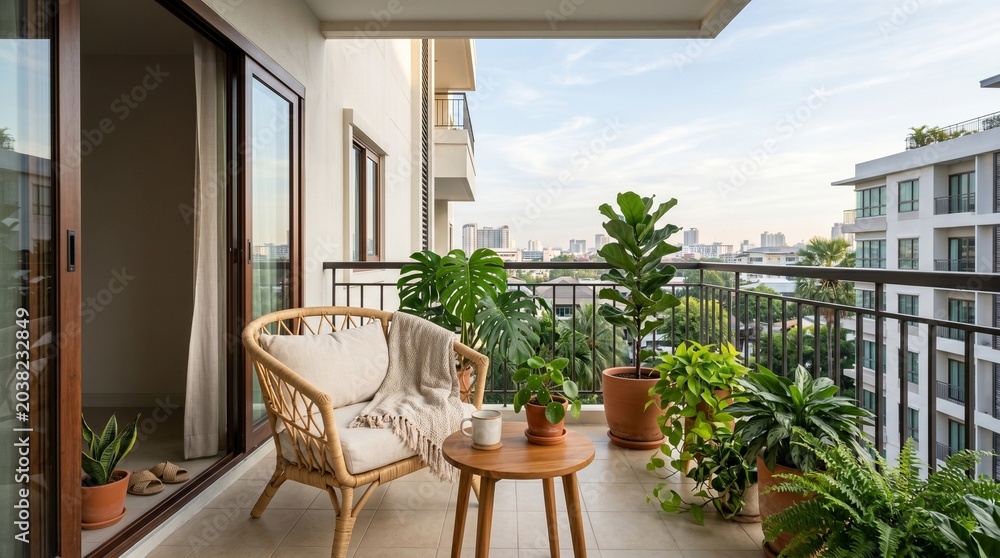 Fototapeta premium modern living room with balcony