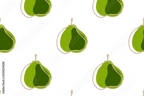 Green Pears Pattern on White Background