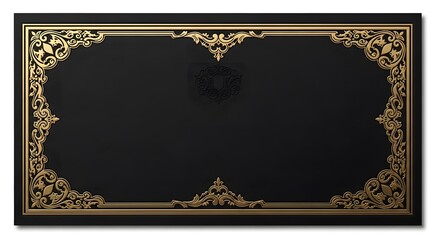 vintage gold frame on black background