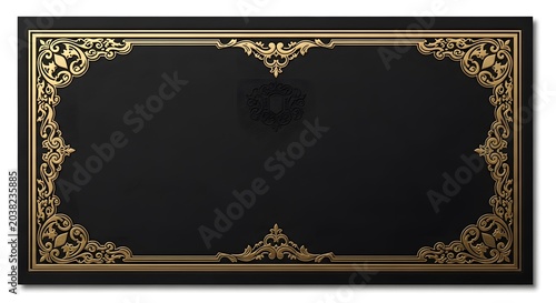 vintage gold frame on black background