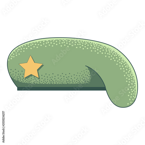 Photos Green Military Beret with Yellow Star Illustration
