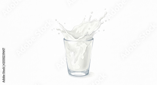 Pouring Fresh Water into Clear Glass Isolated on White Background